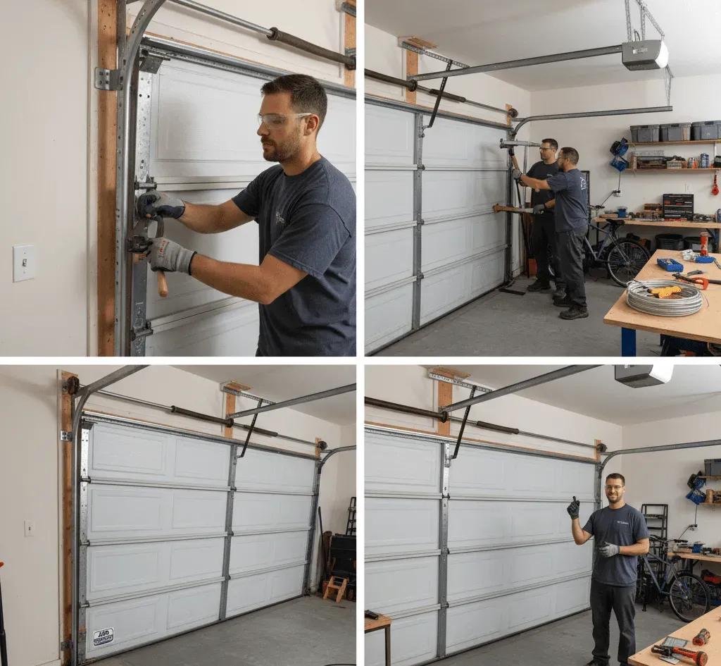 Garage Door Track Repair and Alignment Process
